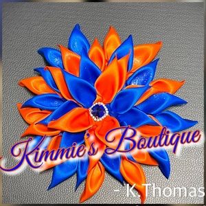 Orange & Royal Blue Shoulder Corsage/Satin Flower Pin/Brooch/ Shoulder Pin